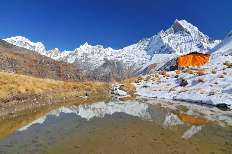 Nepal, Annapurna Conservation Area, Annapurna Base Camp In Nepal Himalaya.